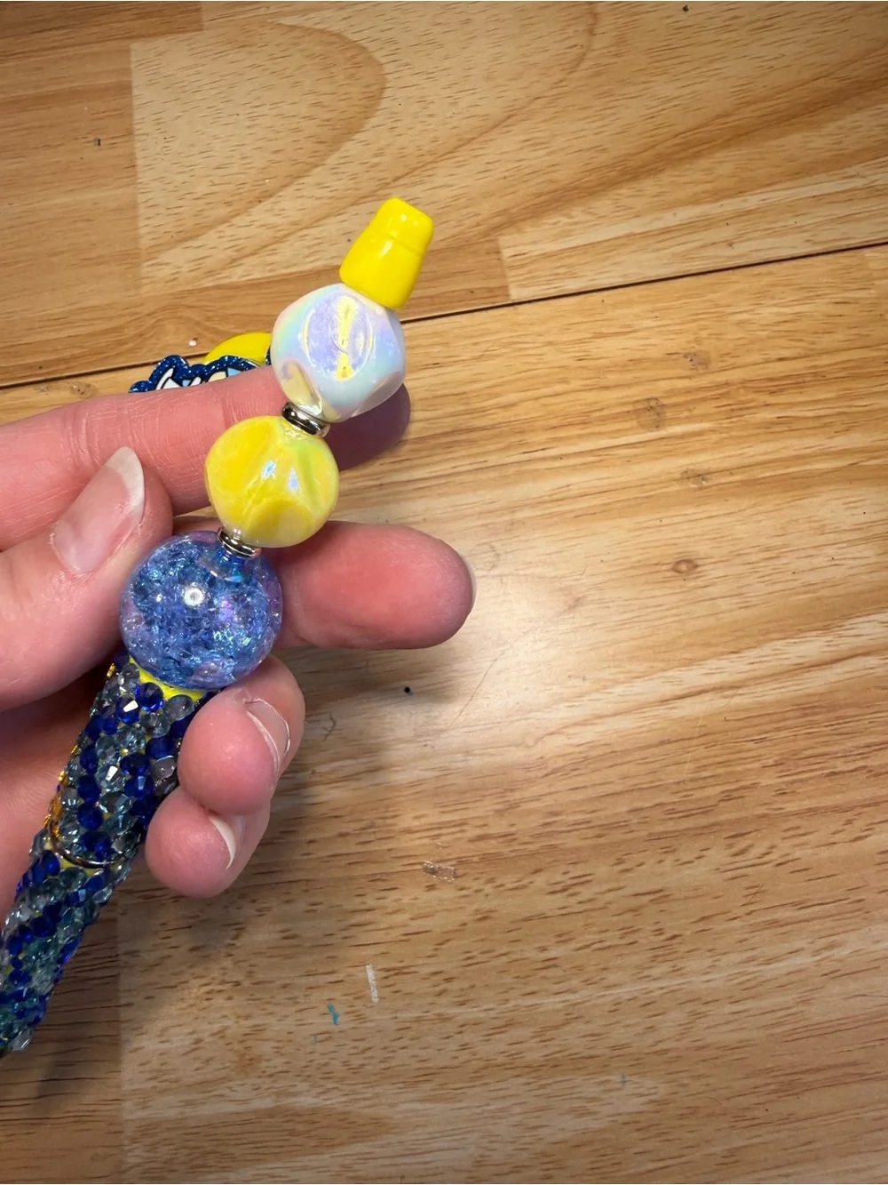 Peanuts Sally Nurse Blue Rhinestone Beaded Pen and Matching Badge Reel Set